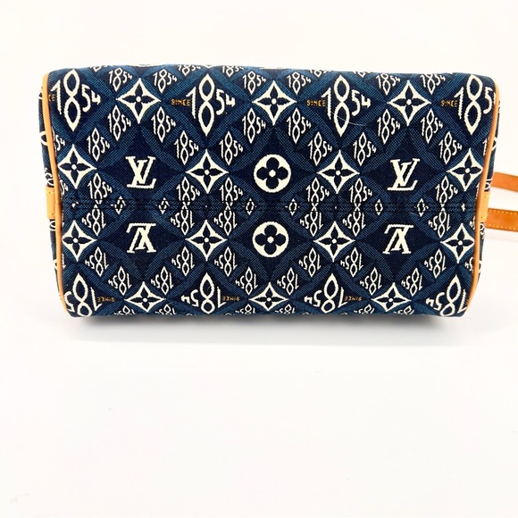 Preloved Louis Vuitton 1854 Blue Monogram Speedy Bandouliere 25 with Wallet - Picture 7 of 15